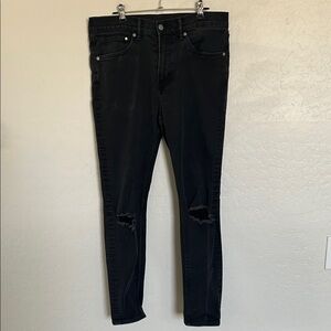 Men's Black Distressed Skinny Jeans